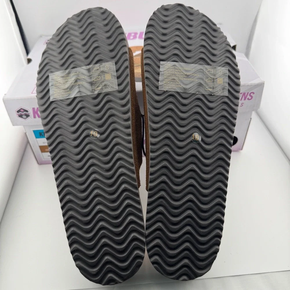 Khombu Ashville Sandals Womens 10 Brown New Suede Buckle Slide Comfort Shoes